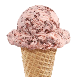 Scoop of Amaretto Mackinac Island Fudge Ice Cream in a Cone