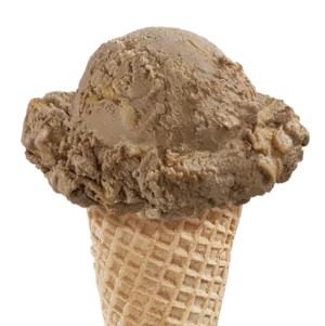 Chocolate Peanut Butter Swirl Ice Cream in a cone