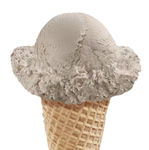 Chocolate Malt Flavored Ice Cream in a cone