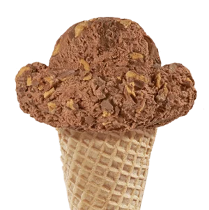 Chocolate Peanut Butter Ecstacy Ice Cream in a cone