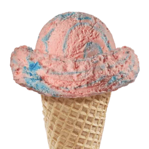 Scoop of Cotton Candy Ice Cream in a cone