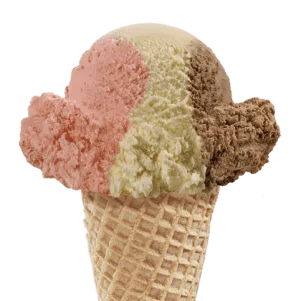 Neapolitan Ice Cream in a cone