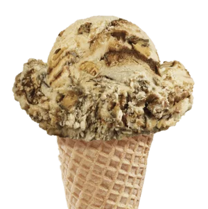 Peanut Butter Cup Ice Cream in a cone