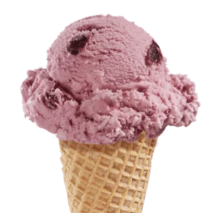 Scoop of Black Cherry Ice Cream in a Cone